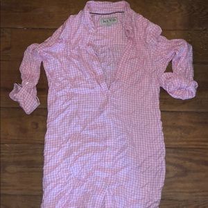 Pink gingham shirt dress